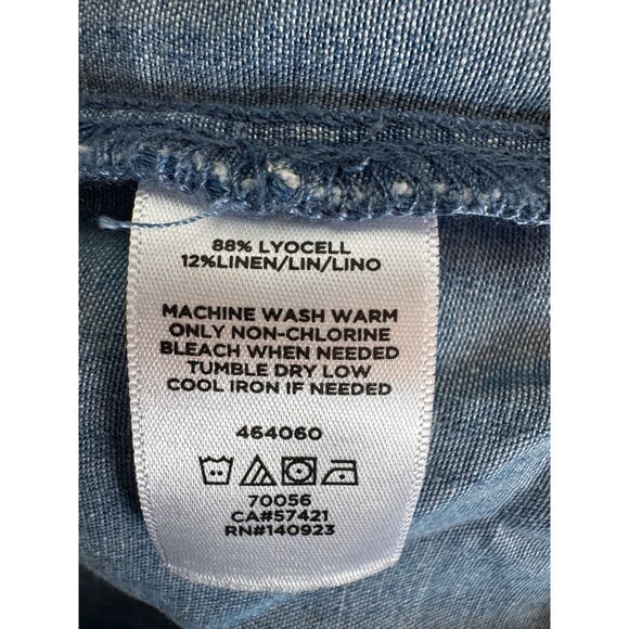 Lou & Grey Blue Denim-like Shirt Dress with Bow Detail Medium - Picture 6 of 9